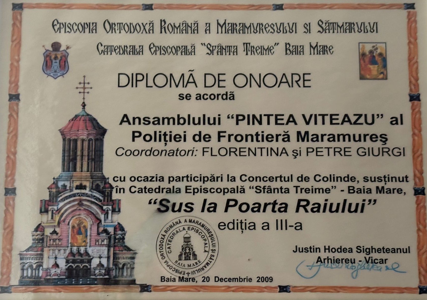 Diplomă Florentina și Petre Giurgi