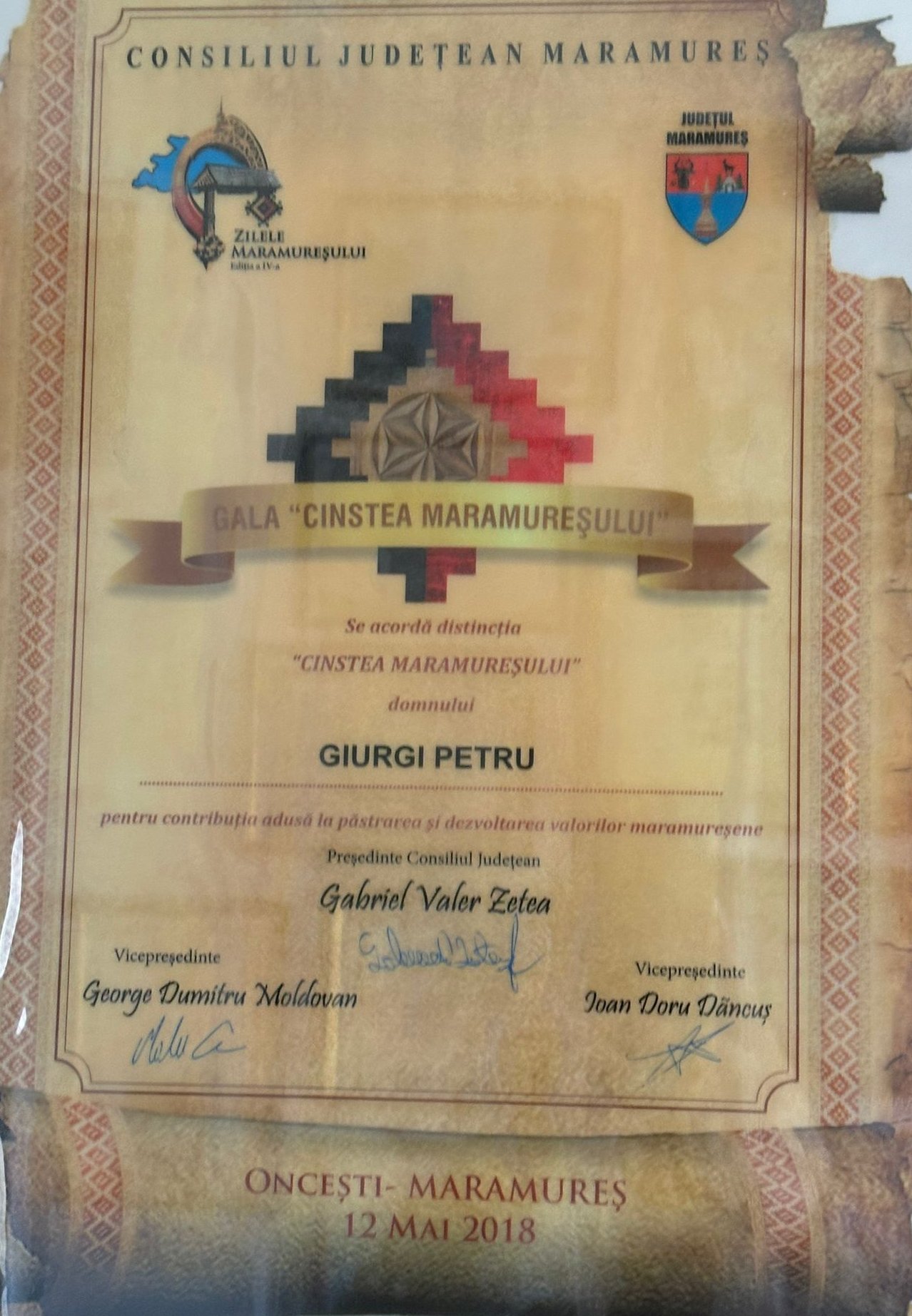 Diplomă Florentina și Petre Giurgi