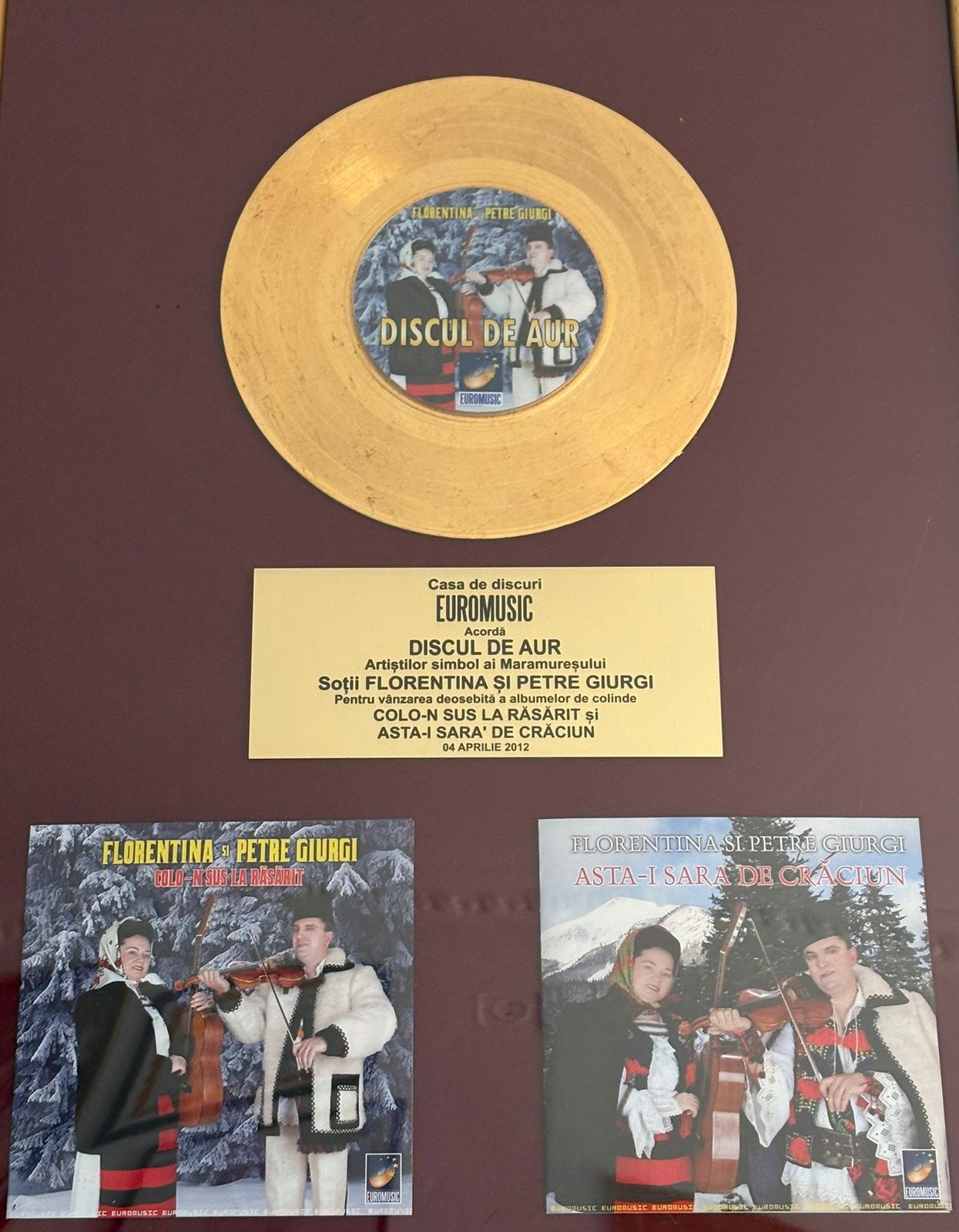 Diplomă Florentina și Petre Giurgi